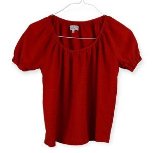 Texture & Thread Madewell Blouse XS Womens Off Shoulder Red Short Sleeve